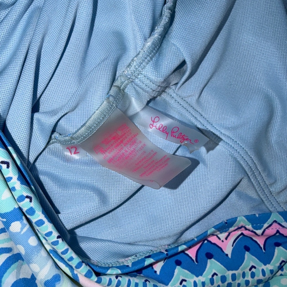 Lilly Pulitzer Blue and Pink Strapless Floral-Print One-Piece - Picture 5 of 6